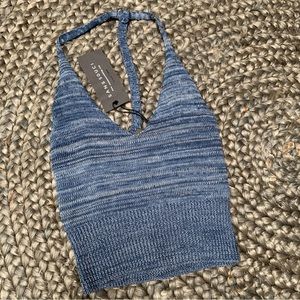 Sans Souci Blue Knit Crop Top